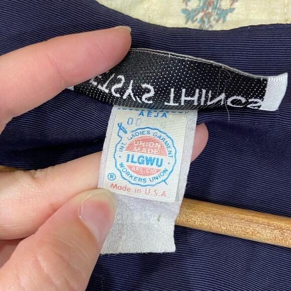 Vintage Union Label Betsey’s Things Medium Navy & Gold Belted Jumpsuit - Picture 12 of 14